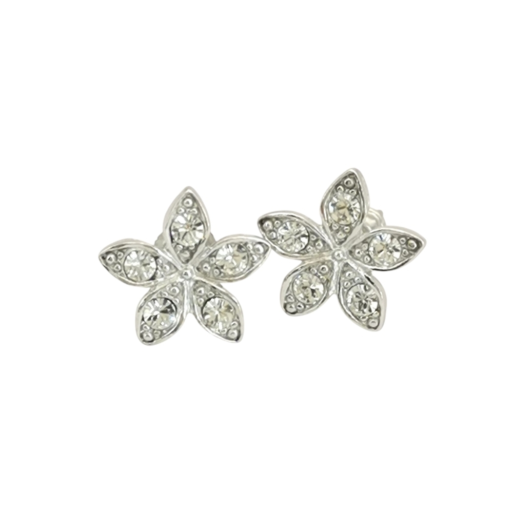 CZ Flower stud earrings in 14k white gold overlay 🆕